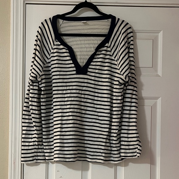 Old Navy Tops - Old Navy Navy and White Striped Hoodie